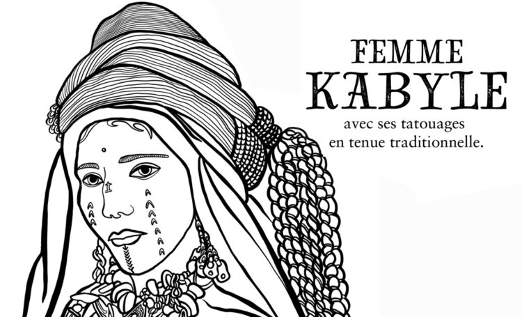 Dessin à colorier, femme Kabyle | Marie-Loïc Sénamaud