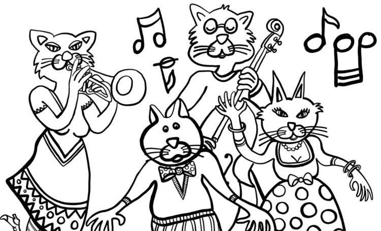 Dessin A Colorier Les Chats Font Le Party Marie Loic Senamaud